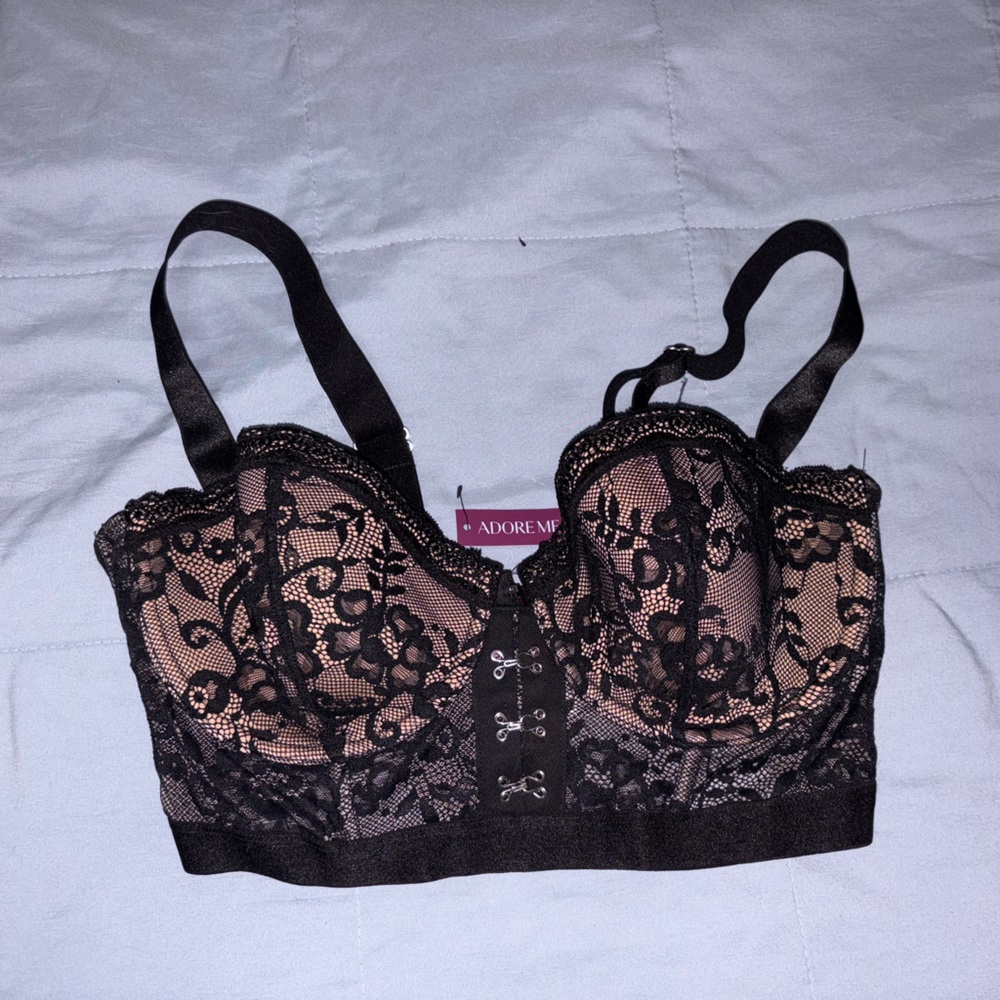 Adore Me Black Lace Bustier Bra